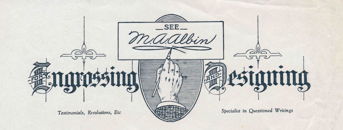 M. A. Albin Letterhead