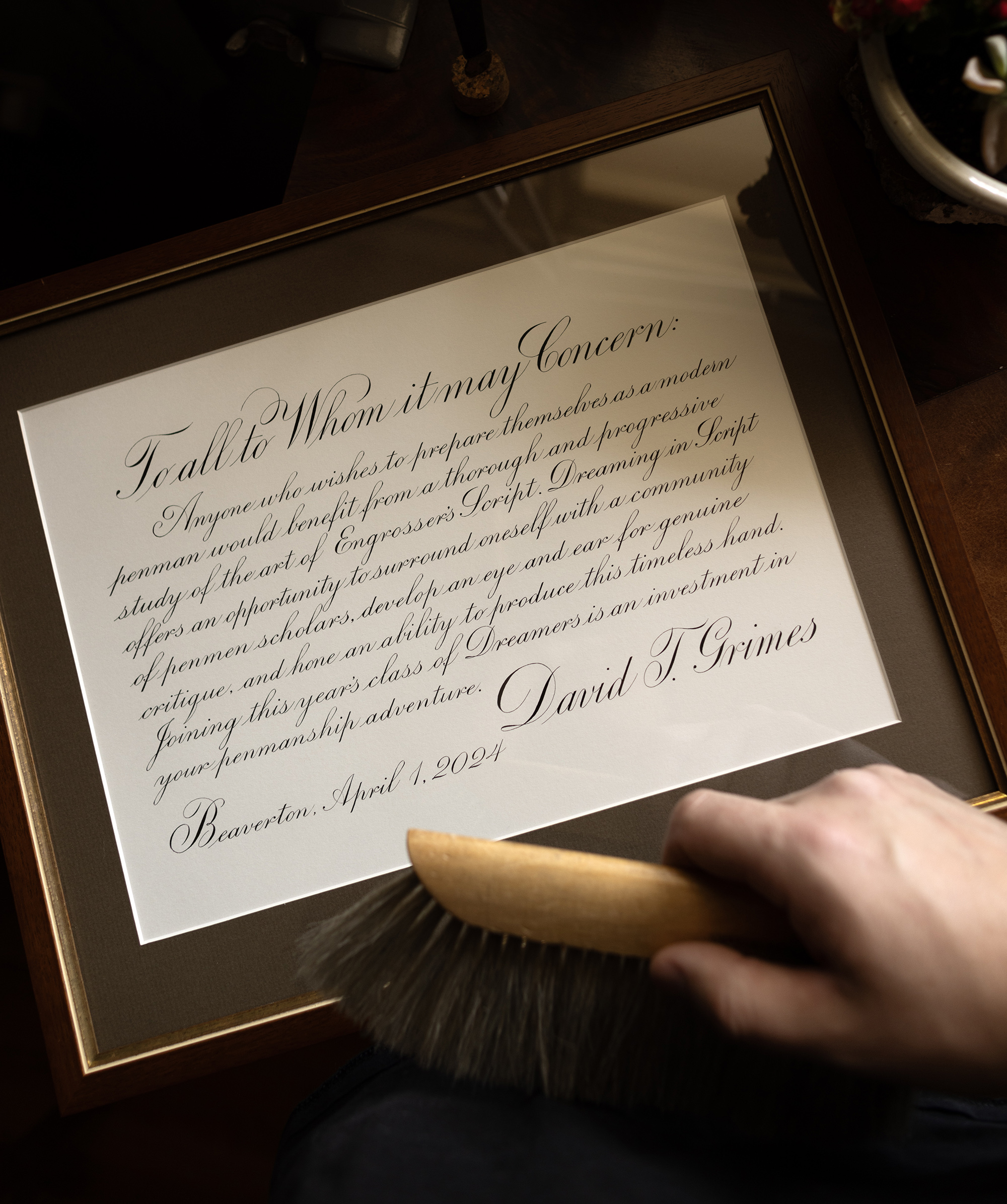 An invitation written in Engrosser's Script