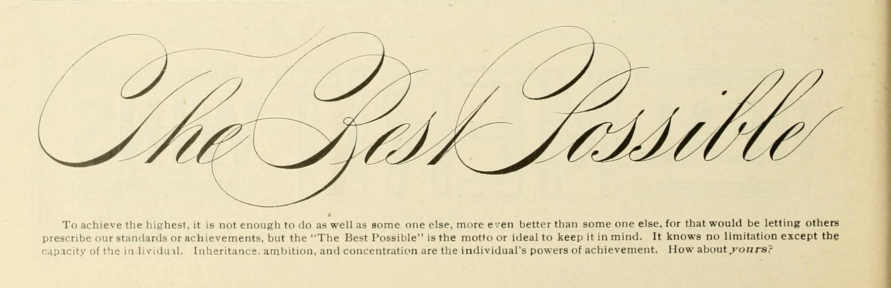 "The Best Possible" Penmanship Sample from The Business Educator, 1915.